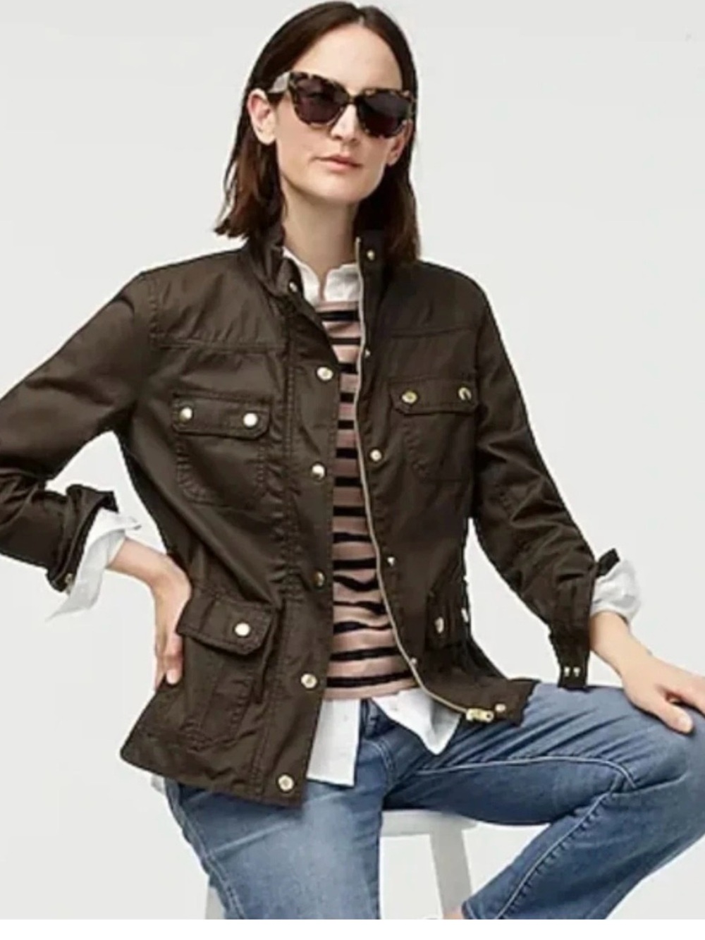 J. Crew Wax Cotton Field Jacket with Gold Buttons, from TV series wardrobe